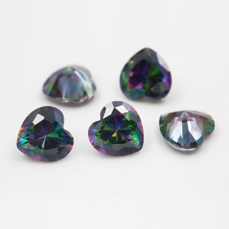 50pcs 3x3-12x12mm 5A Heart Cut Plating Mix Color CZ Stone Loose Cubic Zirconia Synthetic Gemstone for Jewelry