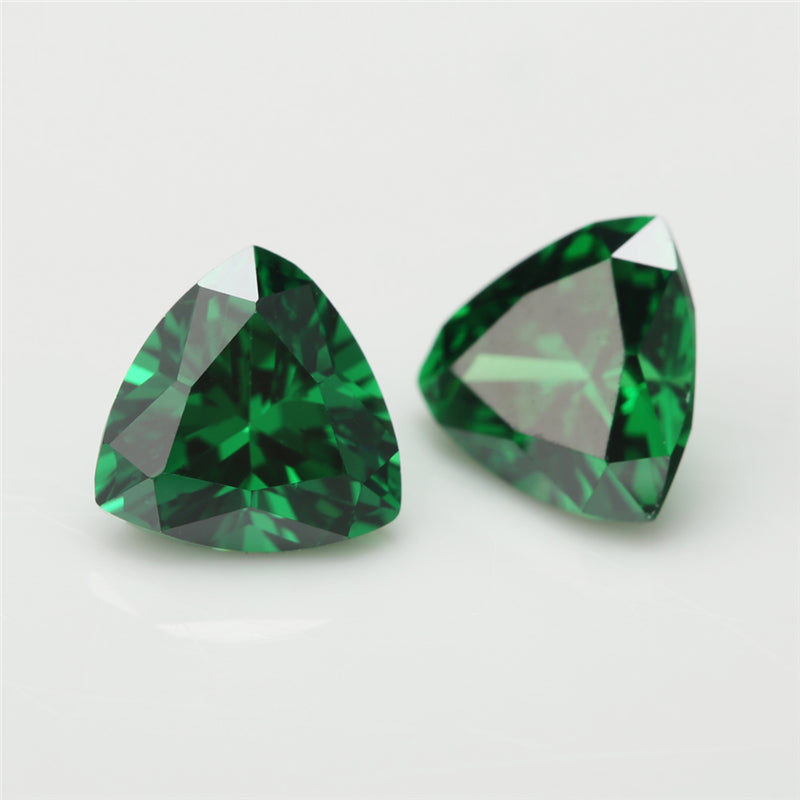 Size 3x3-10x10mm 5A Trillion Cut Green CZ Stone Loose Cubic Zirconia Synthetic Gemstone for Jewelry