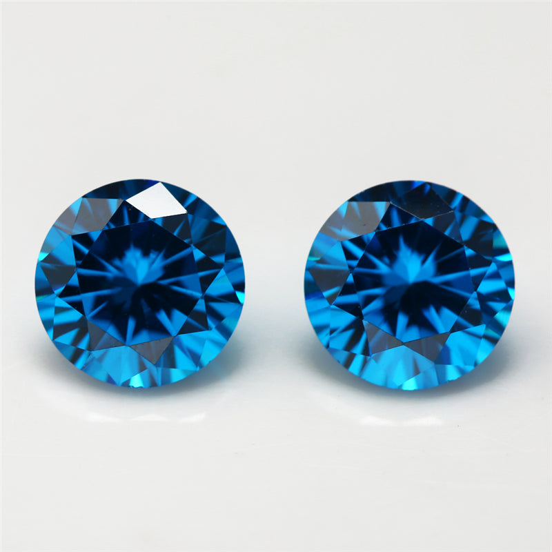 Size 1.0-10.0mm 5A Round Cut Deep Sea Blue CZ Stone Loose Cubic Zirconia Synthetic Gemstone for Jewelry