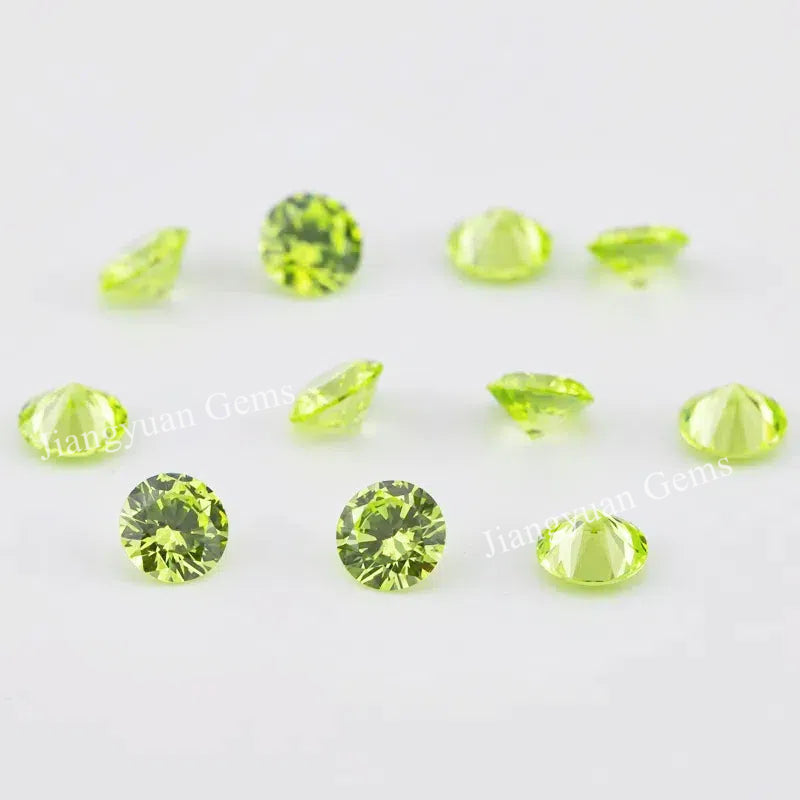 Size 0.8~10.0mm 5A Round Cut Apple Green Cubic Zirconia Stone Loose CZ Synthetic Gemstone for Jewelry Making
