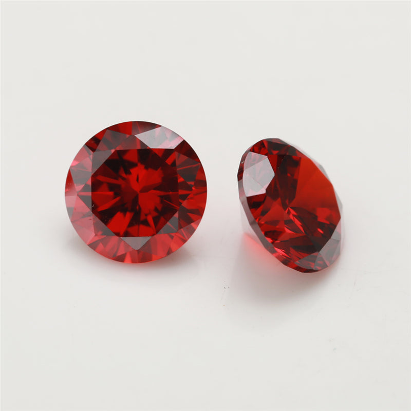 Size 0.8~12.0mm 5A Round Cut Garnet Color CZ Stone Loose Cubic Zirconia Synthetic Gemstone for Jewelry