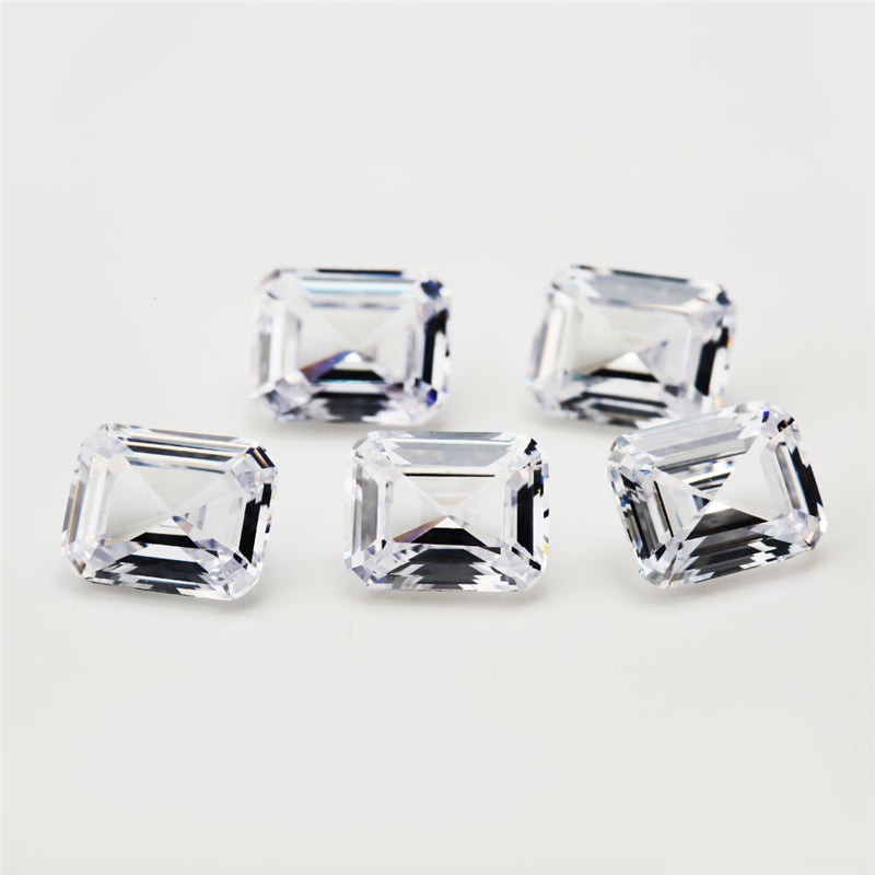50pcs 4x6~9x11mm 5A Octangle Shape Emerald Cut White CZ Stone Loose Cubic Zirconia Synthetic Gemstone for Jewelry