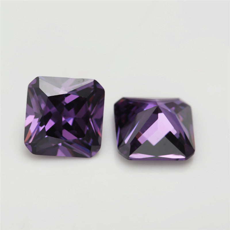 50pcs 3x3-10x10mm 5A Square Octangle Cut Amethyst Color CZ Stone Loose Cubic Zirconia Synthetic Gemstone for Jewelry