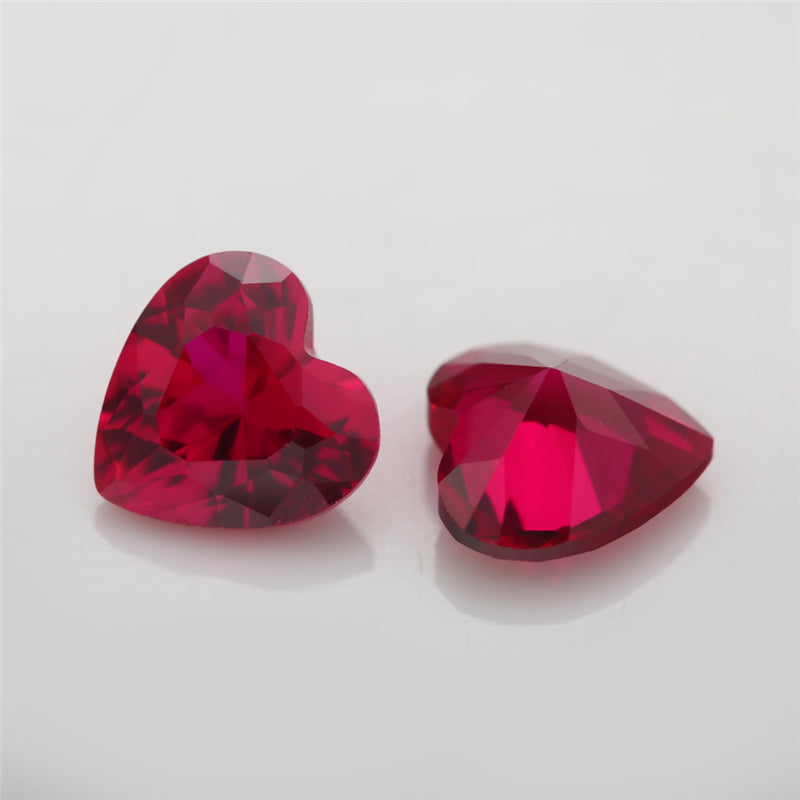 Size 3x3~10x10mm Heart Cut 8# Red Stone Loose Corundum Synthetic Gemstone for Jewelry