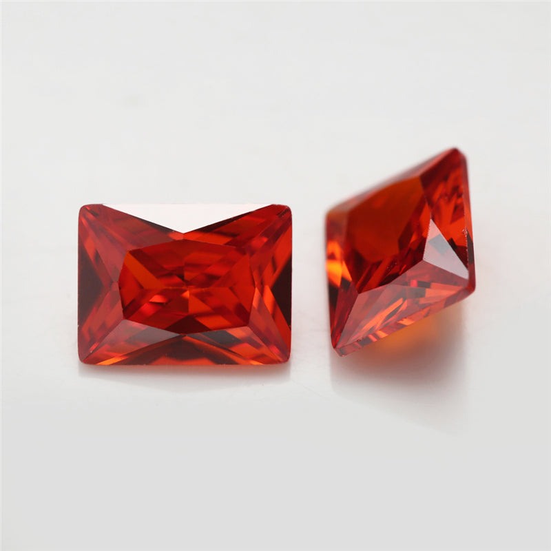 50pcs 3x5-10x12mm 5A Rectangle Cut Orange CZ Stone Loose Cubic Zirconia Synthetic Gemstone for Jewelry