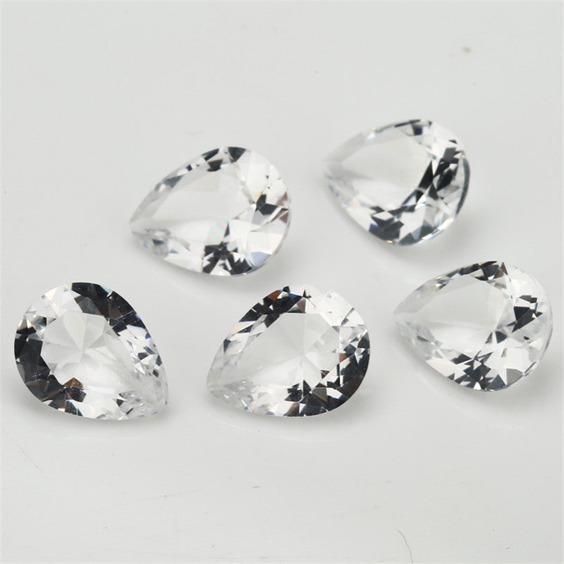 Size 3x5~10x12mm Pear Cut White Glass Stone Loose Synthetic Gemstone for Jewelry
