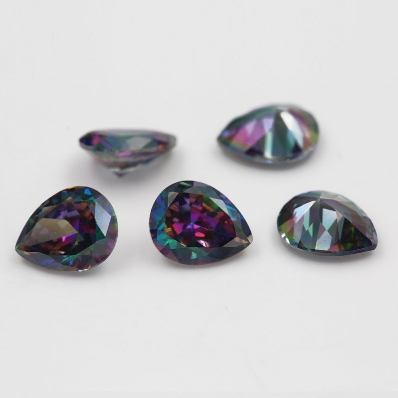 50pcs 3x5-10x12mm 5A Pear Cut Plating Mix Color CZ Stone Loose Cubic Zirconia Synthetic Gemstone for Jewelry
