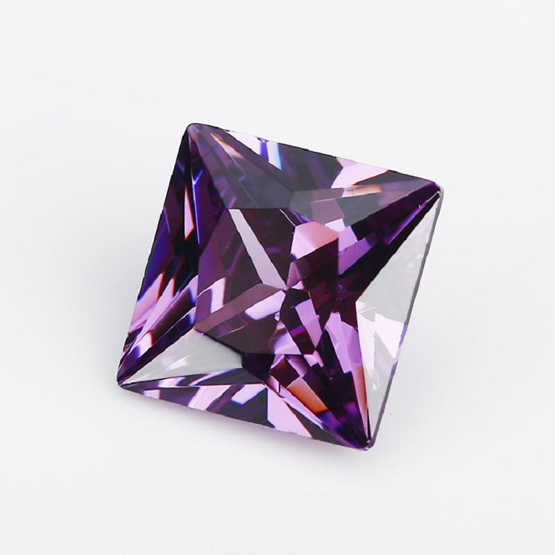 50pcs 1.5x1.5~10x10mm 5A Square Princess Cut Amethyst Color CZ Stone Loose Cubic Zirconia Synthetic Gemstone for Jewelry