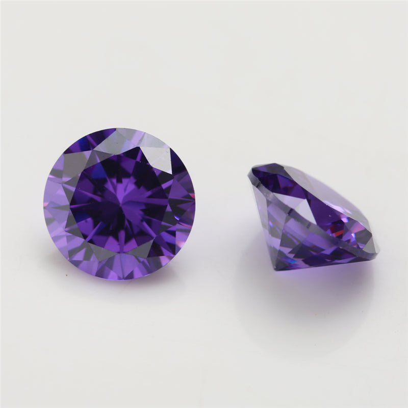 Size 0.8-12.0mm 5A Round Cut Violet CZ Stone Loose Cubic Zirconia Synthetic Gemstone for Jewelry