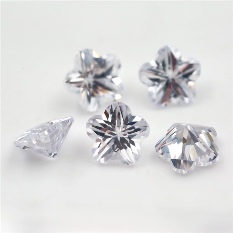50pcs 4x4~10x10mm 5A Flower Cut White CZ Stone Loose Cubic Zirconia Synthetic Gemstone for Jewelry
