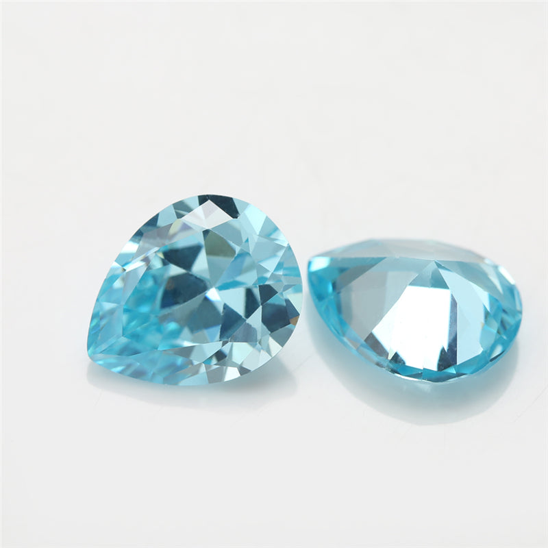 Size 3x5~10x12mm 5A Pear Cut Sea Blue CZ Stone Loose Cubic Zirconia Synthetic Gemstone for Jewelry