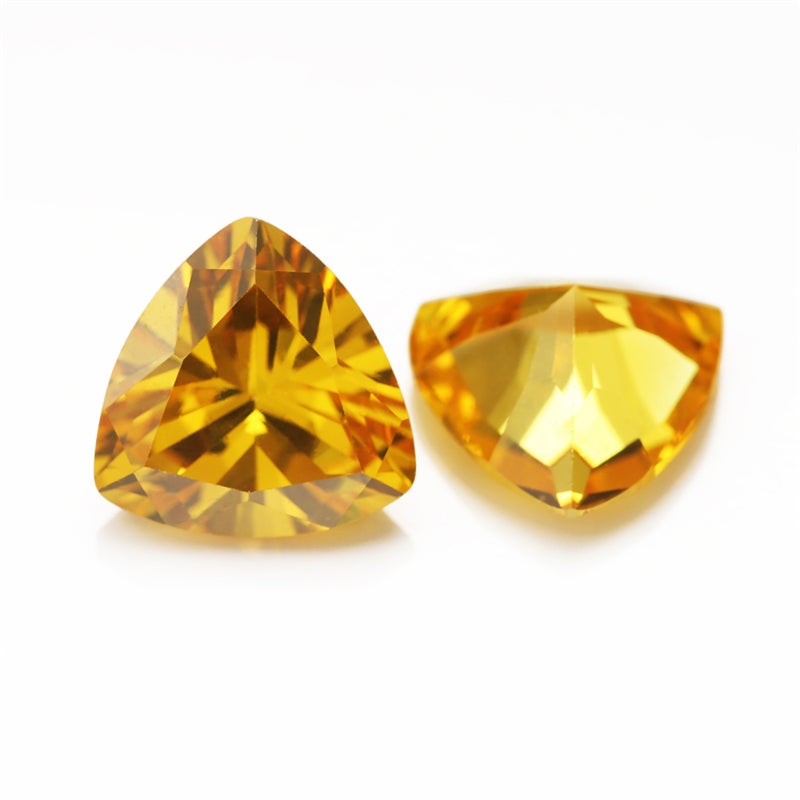 50pcs 3x3~10x10mm 5A Trillion Cut Cut Golden Yellow CZ Stone Loose Cubic Zirconia Synthetic Gemstone for Jewelry
