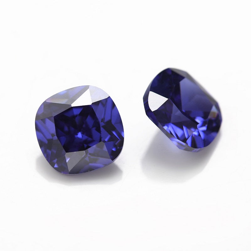 Size 4x4-10x10mm 5A Cushion Cut Tanzanite Color CZ Stone Loose Cubic Zirconia Synthetic Gemstone for Jewelry