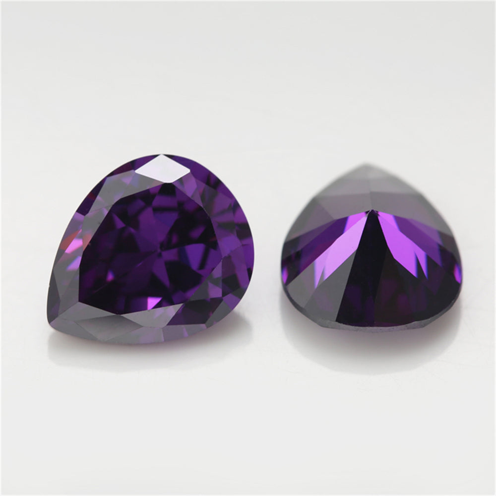 Size 3x5~10x12mm 5A Pear Cut Amethyst Color CZ Stone Loose Cubic Zirconia Synthetic Gemstone for Jewelry