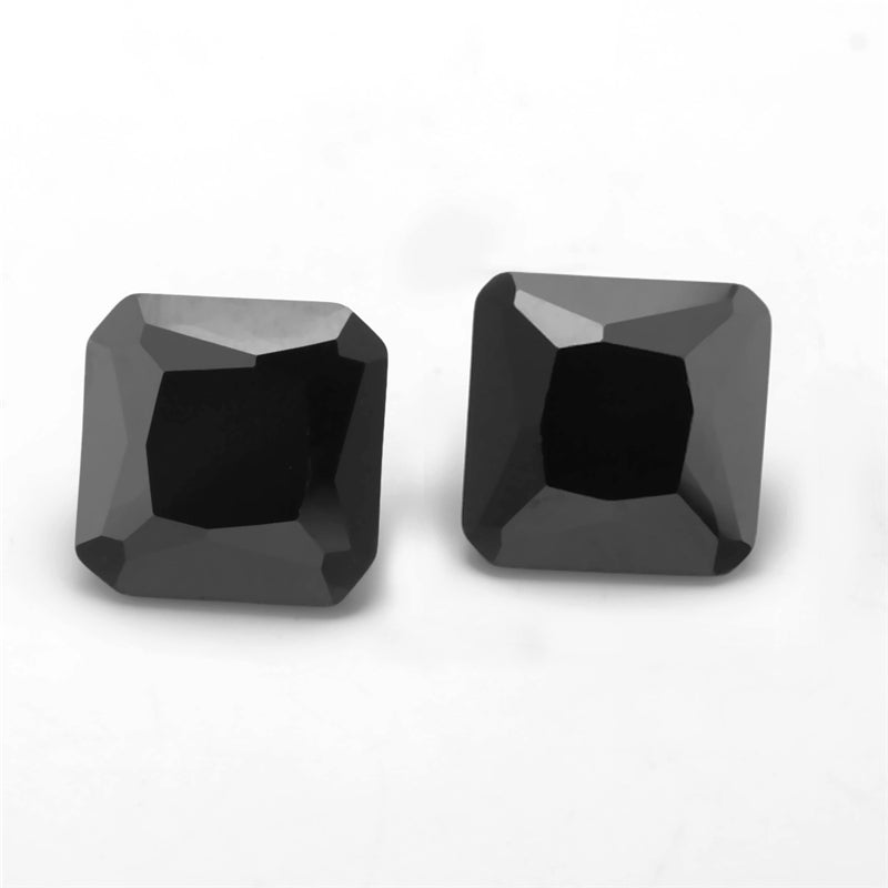 50pcs 3x3-10x10mm 5A Square Octangle Shape Black CZ Stone Loose Cubic Zirconia Synthetic Gemstone for Jewelry