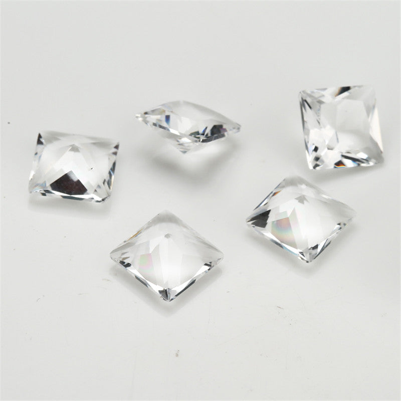 Size 3x3~10x10mm Square Princess Cut White Glass Stone Loose Synthetic Gemstone for Jewelry