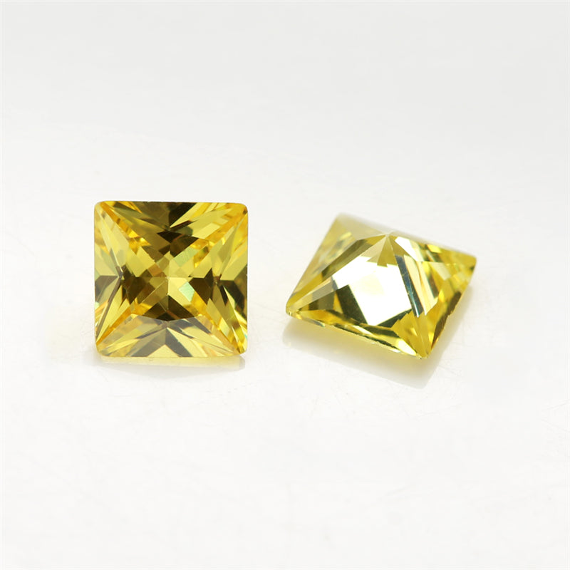 50pcs 1.5x1.5~10x10mm 5A Square Princess Cut Olive Yellow CZ Stone Loose Cubic Zirconia Synthetic Gemstone for Jewelry