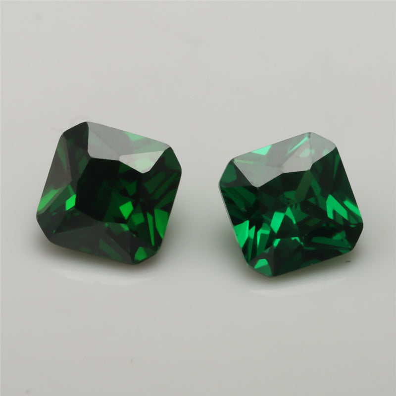 Size 3x3-10x10mm 5A Square Octangle Cut Green CZ Stone Loose Cubic Zirconia Synthetic Gemstone for Jewelry