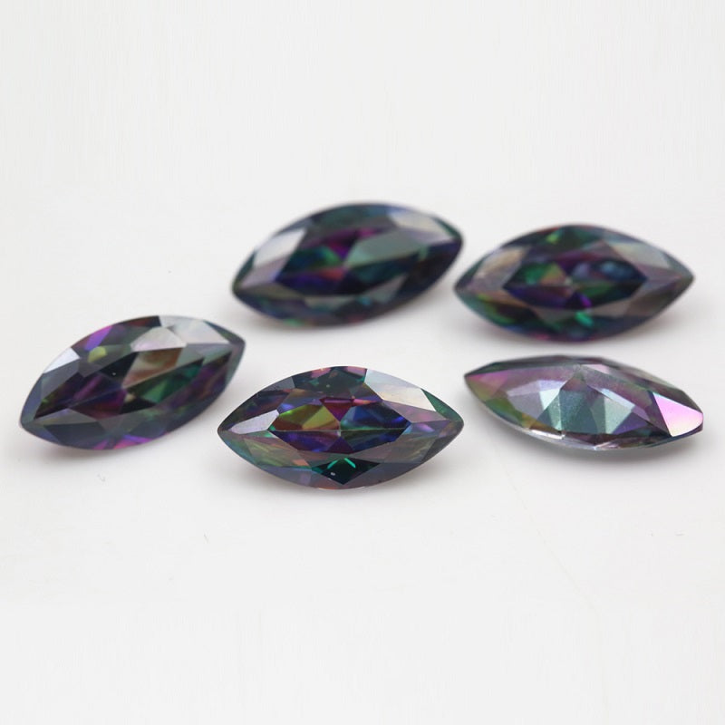 Size 3x6-10x20mm 5A Marquise Cut Plating Mix Color CZ Stone Loose Cubic Zirconia Synthetic Gemstone for Jewelry