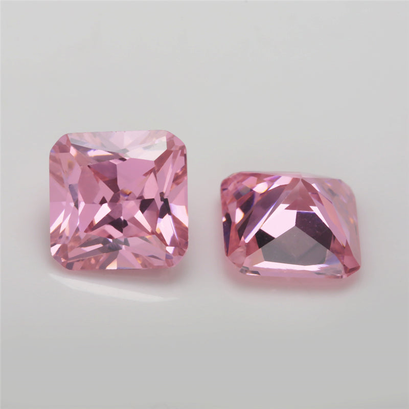 50pcs 3x3~10x10mm 5A Square Octangle Shape Pink CZ Stone Loose Cubic Zirconia Synthetic Gemstone for Jewelry