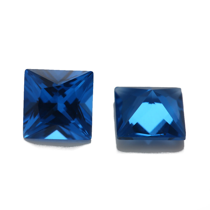 Size 3x3~10x10mm Square Princess Cut 109# Color Blue Stone Loose Spinel Synthetic Gemstone for Jewelry