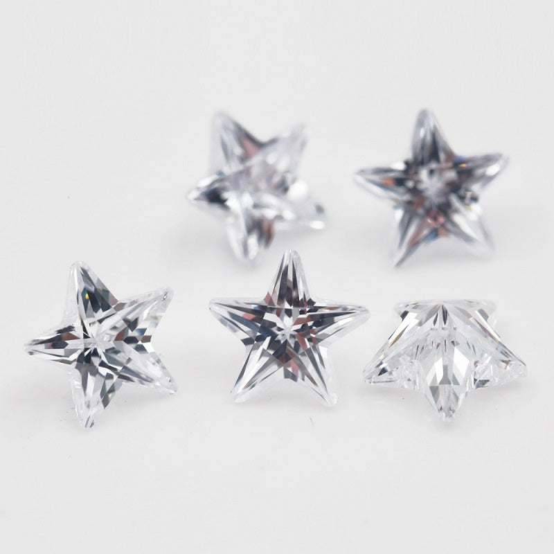 50pcs 4x4~10x10mm 5A Star Shape White CZ Stone Loose Cubic Zirconia Synthetic Gemstone for Jewelry