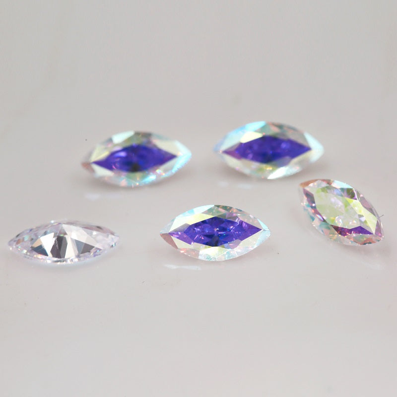 Size 3x6-10x20mm 5A Marquise Cut Plating AB Color CZ Stone Loose Cubic Zirconia Synthetic Gemstone for Jewelry