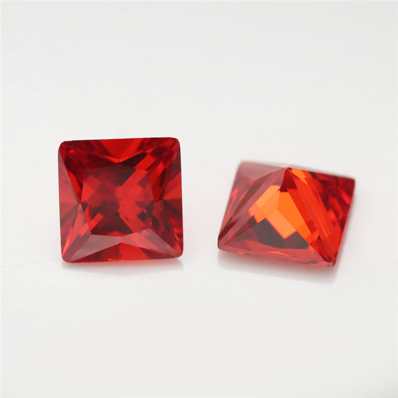 50pcs 1.5x1.5~10x10mm 5A Square Princess Cut Orange CZ Stone Loose Cubic Zirconia Synthetic Gemstone for Jewelry