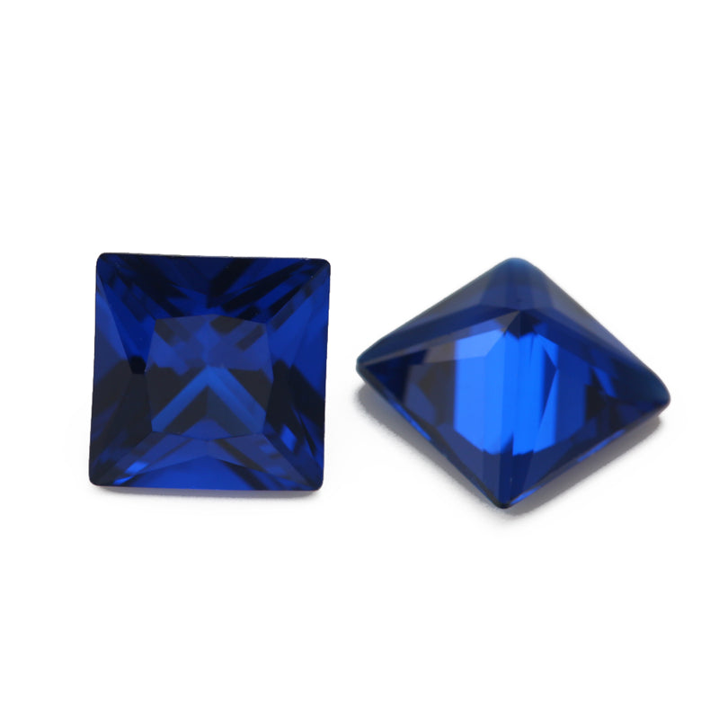 Size 3x3~10x10mm Square Princess Cut 112# Color Blue Stone Loose Spinel Synthetic Gemstone for Jewelry