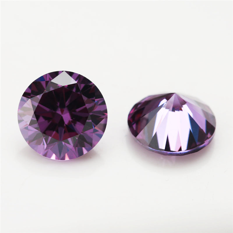 Size 0.8-12.0mm 5A Round Cut Amethyst Color CZ Stone Loose Cubic Zirconia Synthetic Gemstone for Jewelry