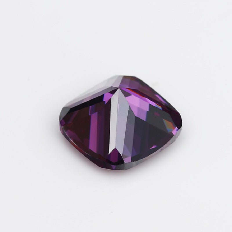 50pcs 4x4~10x10mm 5A Cushion Cut Amethyst Color CZ Stone Loose Cubic Zirconia Synthetic Gemstone for Jewelry
