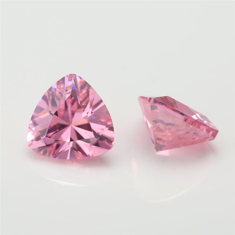 50pcs 3x3~10x10mm 5A Trillion Cut Cut Pink CZ Stone Loose Cubic Zirconia Synthetic Gemstone for Jewelry