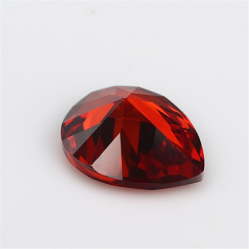 50pcs 2x3~10x12mm 5A Pear Cut Garnet Color CZ Stone Loose Cubic Zirconia Synthetic Gemstone for Jewelry