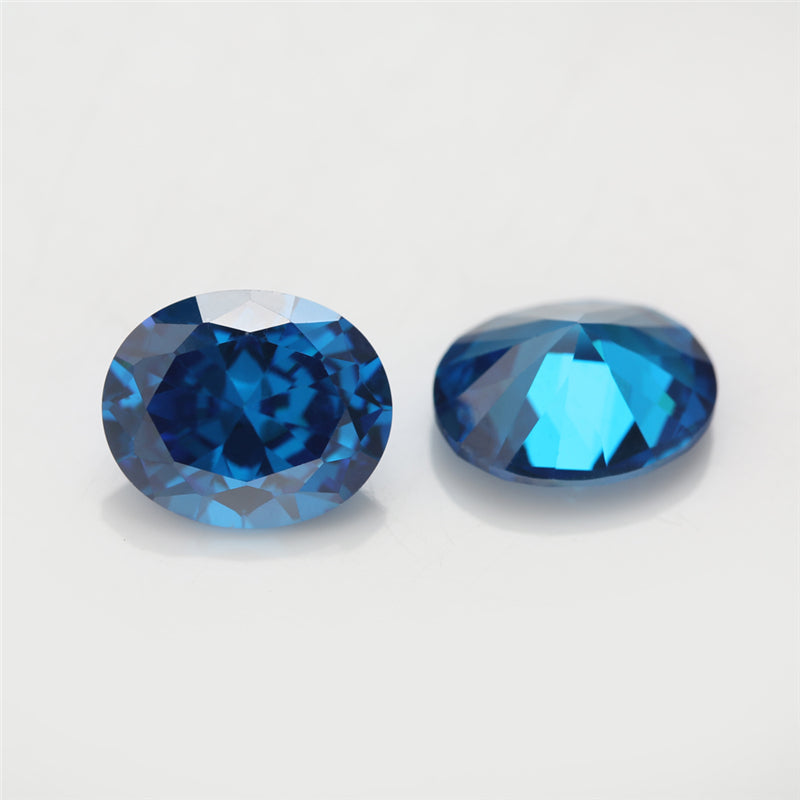 Size 3x5~10x12mm 5A Oval Cut Deep Sea blue CZ Stone Loose Cubic Zirconia Synthetic Gemstone for Jewelry