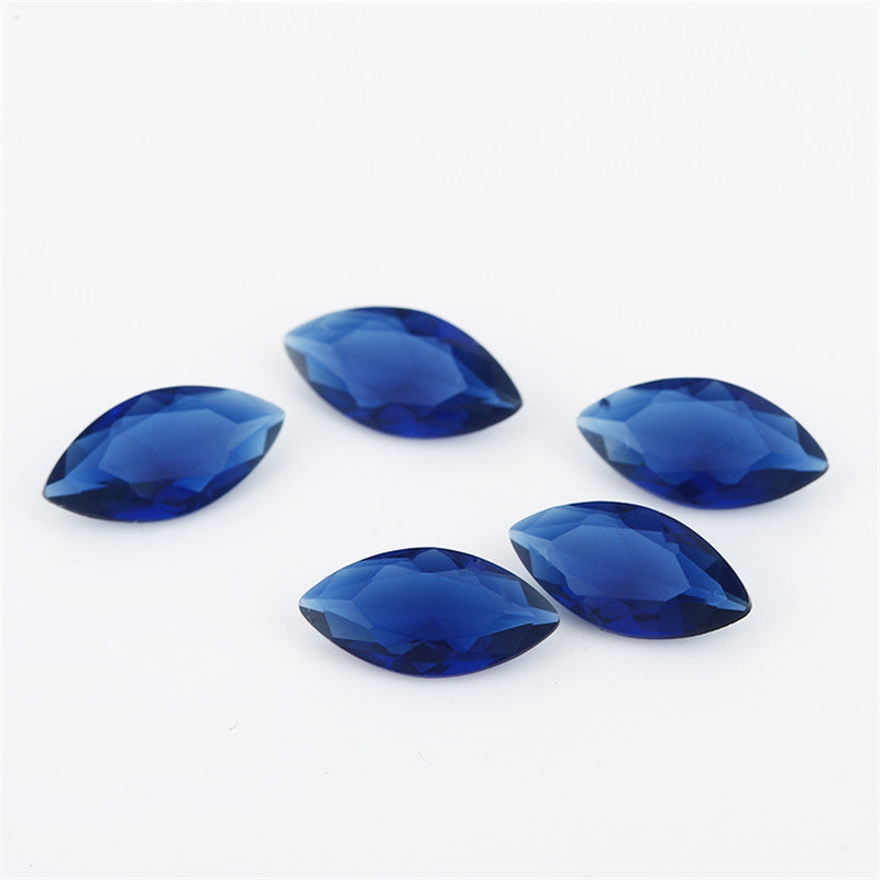 Size 3x6~8x16mm Marquise Cut Blue Glass Stone Loose Synthetic Gemstone for Jewelry