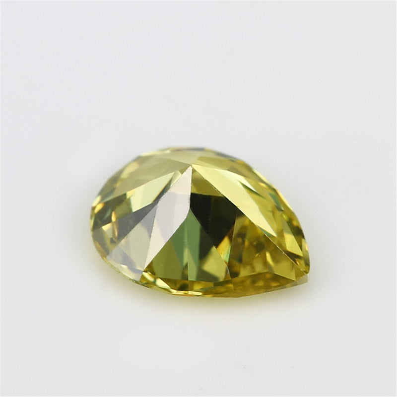 Size 3x5~10x12mm 5A Pear Cut Olive Yellow CZ Stone Loose Cubic Zirconia Synthetic Gemstone for Jewelry