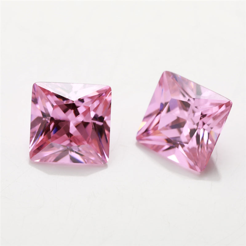 50pcs 1.5x1.5~10x10mm 5A Square Princess Cut Pink CZ Stone Loose Cubic Zirconia Synthetic Gemstone for Jewelry