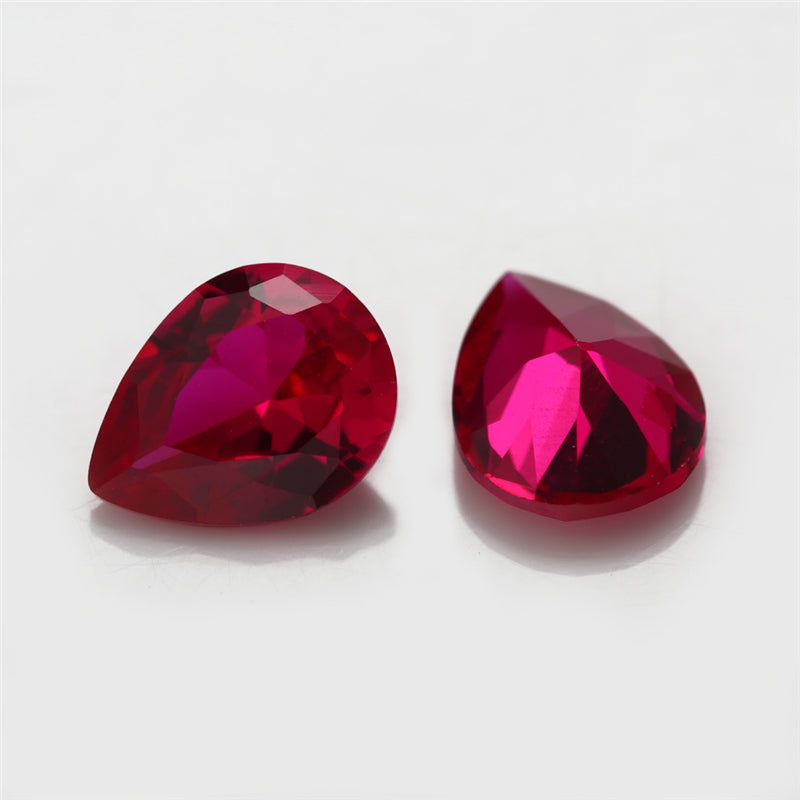 Size 3x5~13x18mm Pear Cut 5# Red Stone Loose Corundum Synthetic Gemstone for Jewelry