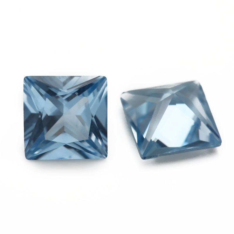 Size 3x3~10x10mm Square Princess Cut 106# Color Blue Stone Loose Spinel Synthetic Gemstone for Jewelry