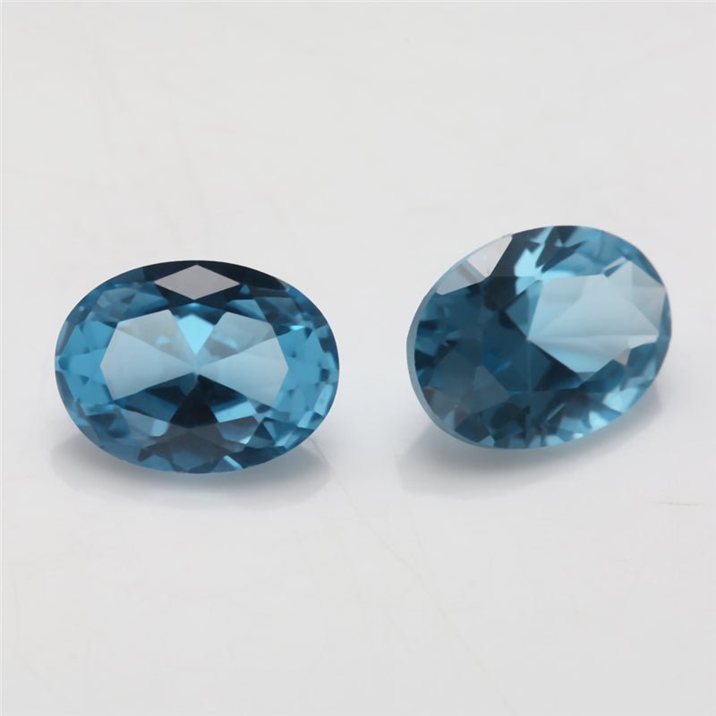 Size 3x5~10x12mm Oval Cut 120# Color Blue Stone Loose Spinel Synthetic Gemstone for Jewelry