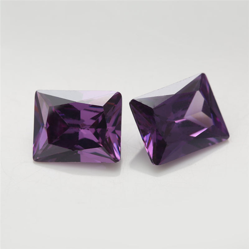 50pcs 3x5-10x12mm 5A Rectangle Cut Amethyst Color CZ Stone Loose Cubic Zirconia Synthetic Gemstone for Jewelry