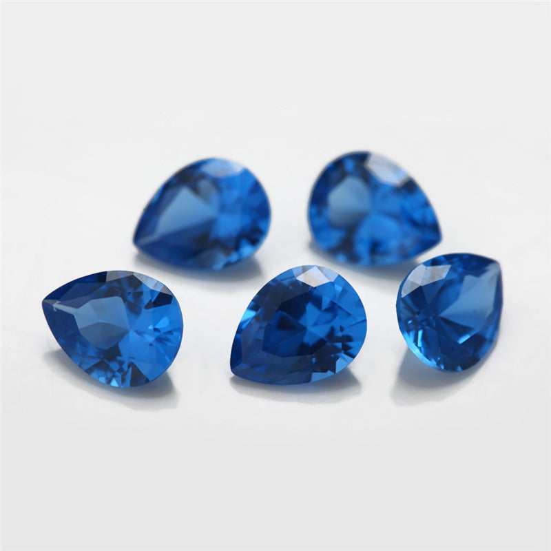 Size 3x5~10x12mm Pear Cut 109# Color Blue Stone Loose Spinel Synthetic Gemstone for Jewelry