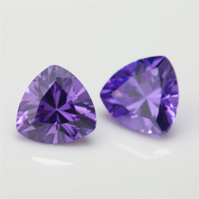 50pcs 3x3~10x10mm 5A Trillion Cut Cut Violet CZ Stone Loose Cubic Zirconia Synthetic Gemstone for Jewelry