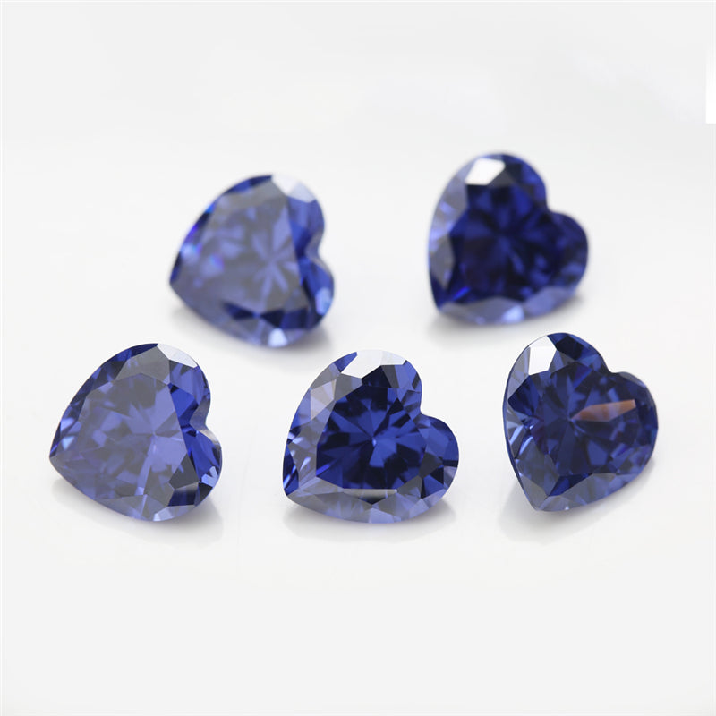 Size 3x3-10x10mm 5A Heart Cut Tanzanite Color CZ Stone Loose Cubic Zirconia Synthetic Gemstone for Jewelry