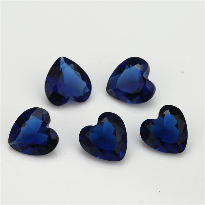 Size 3x3~10x10mm Heart Cut Blue Glass Stone Loose Synthetic Gemstone for Jewelry