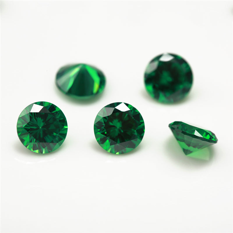 Size 1.0-10.0mm 5A Round Cut Green CZ Stone Loose Cubic Zirconia Synthetic Gemstone for Jewelry