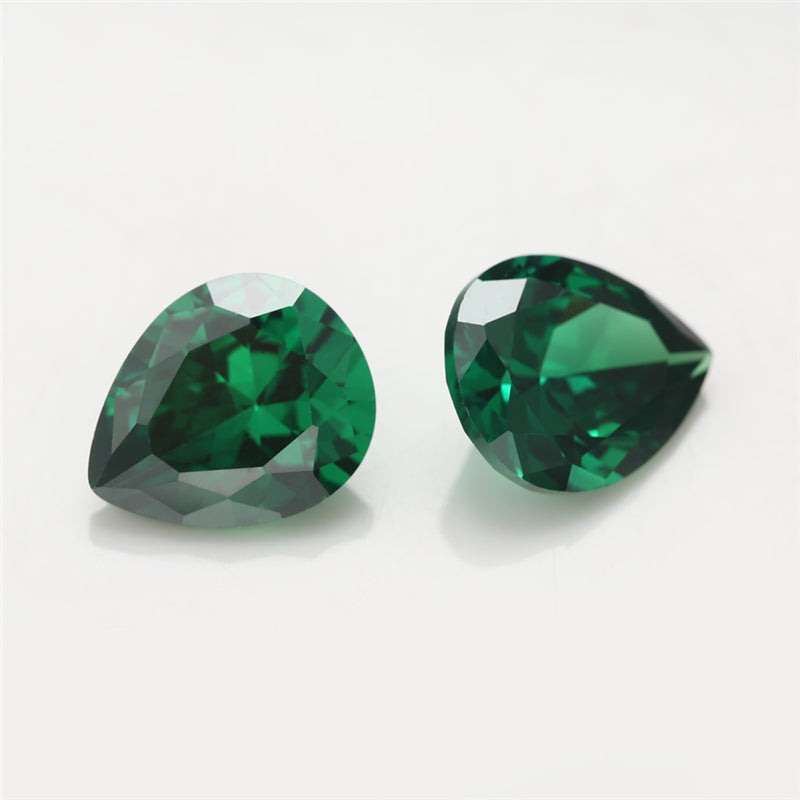 Size 3x5~10x12mm 5A Pear Cut Green CZ Stone Loose Cubic Zirconia Synthetic Gemstone for Jewelry