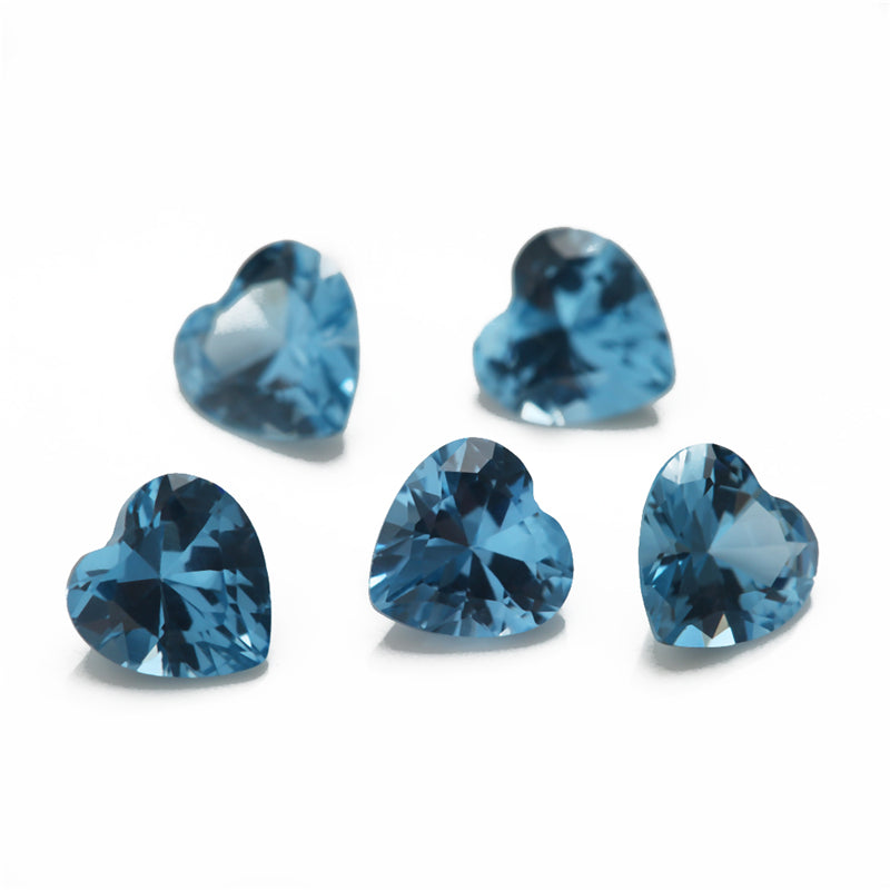 Size 3x3~10x10mm Heart Cut 120# Color Blue Stone Loose Spinel Synthetic Gemstone for Jewelry