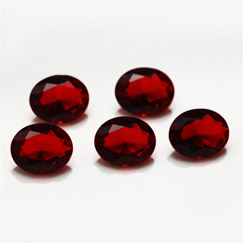 Size 3x5~10x12mm Oval Cut Garnet Color Glass Stone Loose Synthetic Gemstone for Jewelry