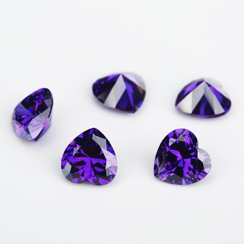 50pcs 3x3-10x10mm 5A Heart Cut Violet CZ Stone Loose Cubic Zirconia Synthetic Gemstone for Jewelry